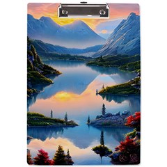 Somber Lake Sunset A4 Acrylic Clipboard by GardenOfOphir