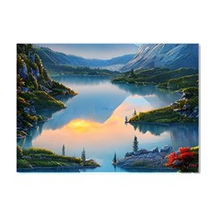 Somber Lake Sunset Crystal Sticker (a4) by GardenOfOphir