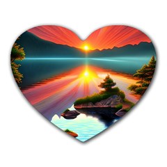 Gorgeous Sunset Heart Mousepad by GardenOfOphir