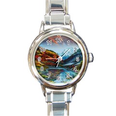 Breathtaking Landscape Scene Round Italian Charm Watch by GardenOfOphir