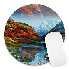 Breathtaking Landscape Scene Round Mousepad by GardenOfOphir