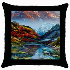 Breathtaking Landscape Scene Throw Pillow Case (black) by GardenOfOphir