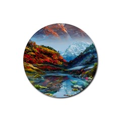 Breathtaking Landscape Scene Rubber Round Coaster (4 Pack) by GardenOfOphir