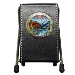 Breathtaking Landscape Scene Pen Holder Desk Clock by GardenOfOphir