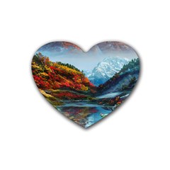 Breathtaking Landscape Scene Rubber Coaster (heart) by GardenOfOphir