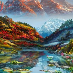 Breathtaking Landscape Scene Play Mat (square) by GardenOfOphir