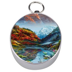 Breathtaking Landscape Scene Silver Compasses by GardenOfOphir