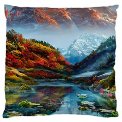 Breathtaking Landscape Scene Large Premium Plush Fleece Cushion Case (one Side) by GardenOfOphir