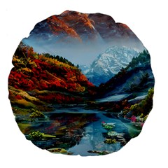 Breathtaking Landscape Scene Large 18  Premium Flano Round Cushions by GardenOfOphir