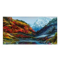 Breathtaking Landscape Scene Satin Shawl 45  X 80  by GardenOfOphir