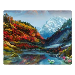 Breathtaking Landscape Scene One Side Premium Plush Fleece Blanket (large)