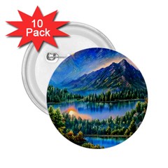 Stunning Sunset By The Lake 2 25  Buttons (10 Pack)  by GardenOfOphir