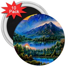 Stunning Sunset By The Lake 3  Magnets (10 Pack)  by GardenOfOphir