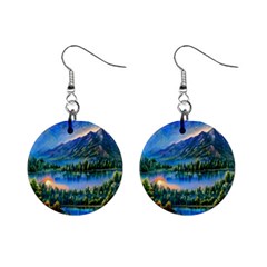 Stunning Sunset By The Lake Mini Button Earrings by GardenOfOphir