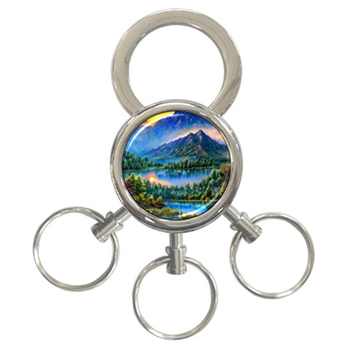 Stunning Sunset By The Lake 3-Ring Key Chain