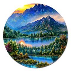 Stunning Sunset By The Lake Magnet 5  (round) by GardenOfOphir