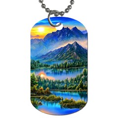 Stunning Sunset By The Lake Dog Tag (two Sides) by GardenOfOphir