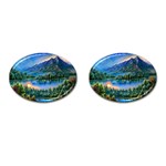 Stunning Sunset By The Lake Cufflinks (Oval) Front(Pair)