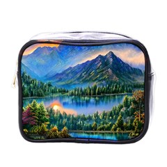 Stunning Sunset By The Lake Mini Toiletries Bag (one Side) by GardenOfOphir