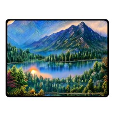 Stunning Sunset By The Lake One Side Fleece Blanket (small) by GardenOfOphir