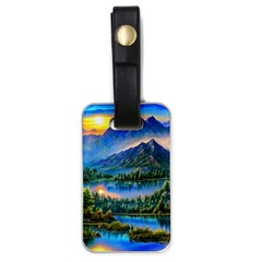 Stunning Sunset By The Lake Luggage Tag (one Side) by GardenOfOphir