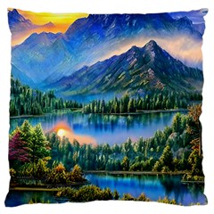 Stunning Sunset By The Lake Large Cushion Case (two Sides) by GardenOfOphir