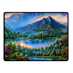 Stunning Sunset By The Lake Fleece Blanket (small) by GardenOfOphir