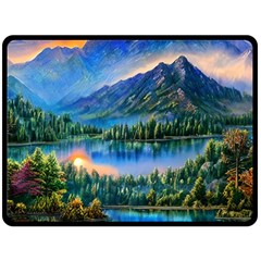 Stunning Sunset By The Lake Fleece Blanket (large) by GardenOfOphir