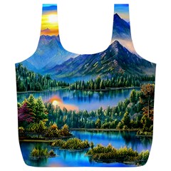 Stunning Sunset By The Lake Full Print Recycle Bag (xl) by GardenOfOphir