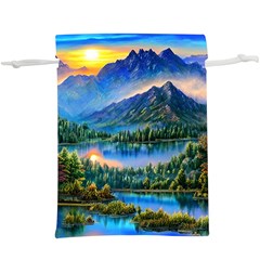 Stunning Sunset By The Lake Lightweight Drawstring Pouch (xl) by GardenOfOphir