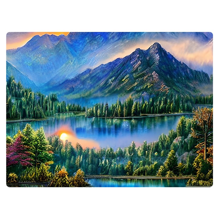 Stunning Sunset By The Lake Premium Plush Fleece Blanket (Extra Small)