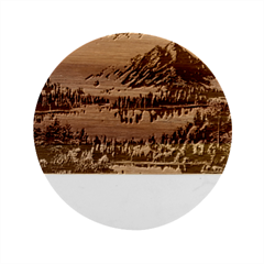 Stunning Sunset By The Lake Marble Wood Coaster (round)