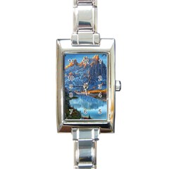 Majestic Lake Landscape Rectangle Italian Charm Watch by GardenOfOphir