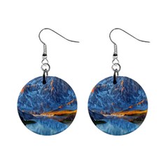 Majestic Lake Landscape Mini Button Earrings by GardenOfOphir