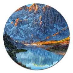 Majestic Lake Landscape Magnet 5  (round) by GardenOfOphir