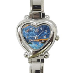 Majestic Lake Landscape Heart Italian Charm Watch by GardenOfOphir