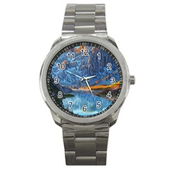 Majestic Lake Landscape Sport Metal Watch by GardenOfOphir