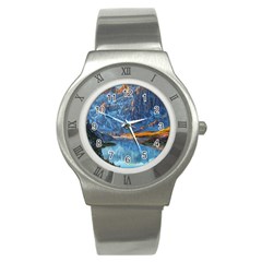 Majestic Lake Landscape Stainless Steel Watch by GardenOfOphir