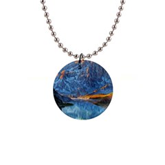 Majestic Lake Landscape 1  Button Necklace by GardenOfOphir