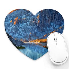 Majestic Lake Landscape Heart Mousepad by GardenOfOphir