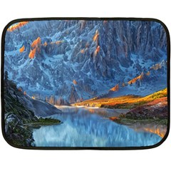 Majestic Lake Landscape One Side Fleece Blanket (mini) by GardenOfOphir