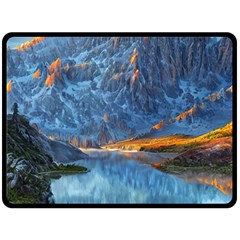 Majestic Lake Landscape One Side Fleece Blanket (large) by GardenOfOphir