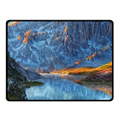 Majestic Lake Landscape Fleece Blanket (small) by GardenOfOphir