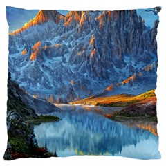 Majestic Lake Landscape Large Premium Plush Fleece Cushion Case (two Sides) by GardenOfOphir