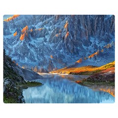 Majestic Lake Landscape Premium Plush Fleece Blanket (medium) by GardenOfOphir