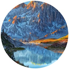 Majestic Lake Landscape Wooden Puzzle Round by GardenOfOphir