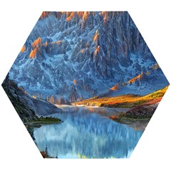 Majestic Lake Landscape Wooden Puzzle Hexagon by GardenOfOphir