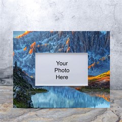 Majestic Lake Landscape White Tabletop Photo Frame 4 x6  by GardenOfOphir