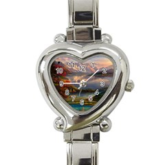 Summer Sunset Heart Italian Charm Watch by GardenOfOphir