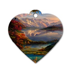 Summer Sunset Dog Tag Heart (one Side) by GardenOfOphir